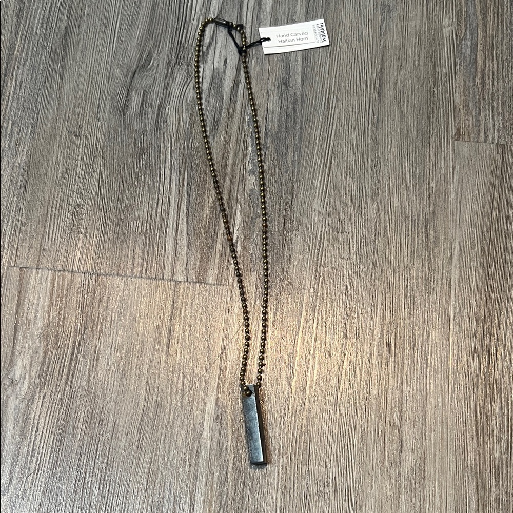 Men's Black and Silver Pendant Necklace